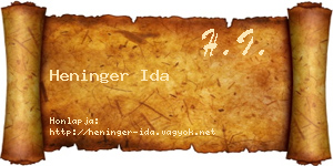 Heninger Ida névjegykártya